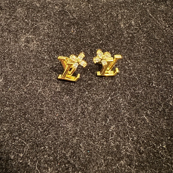 Louis Vuitton Gold Floral Logo Studs - Picture 1 of 5